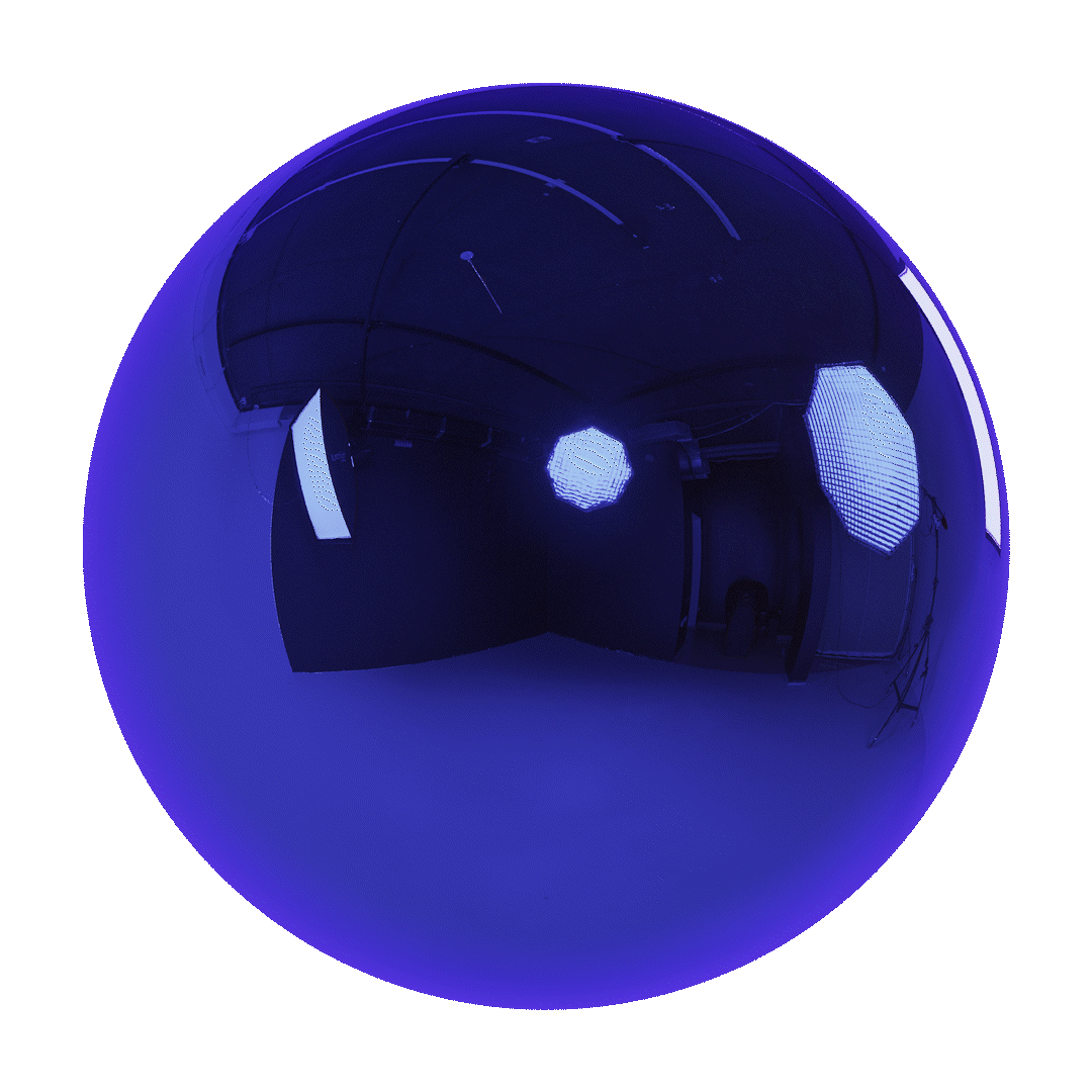 Spinning blue glass orb